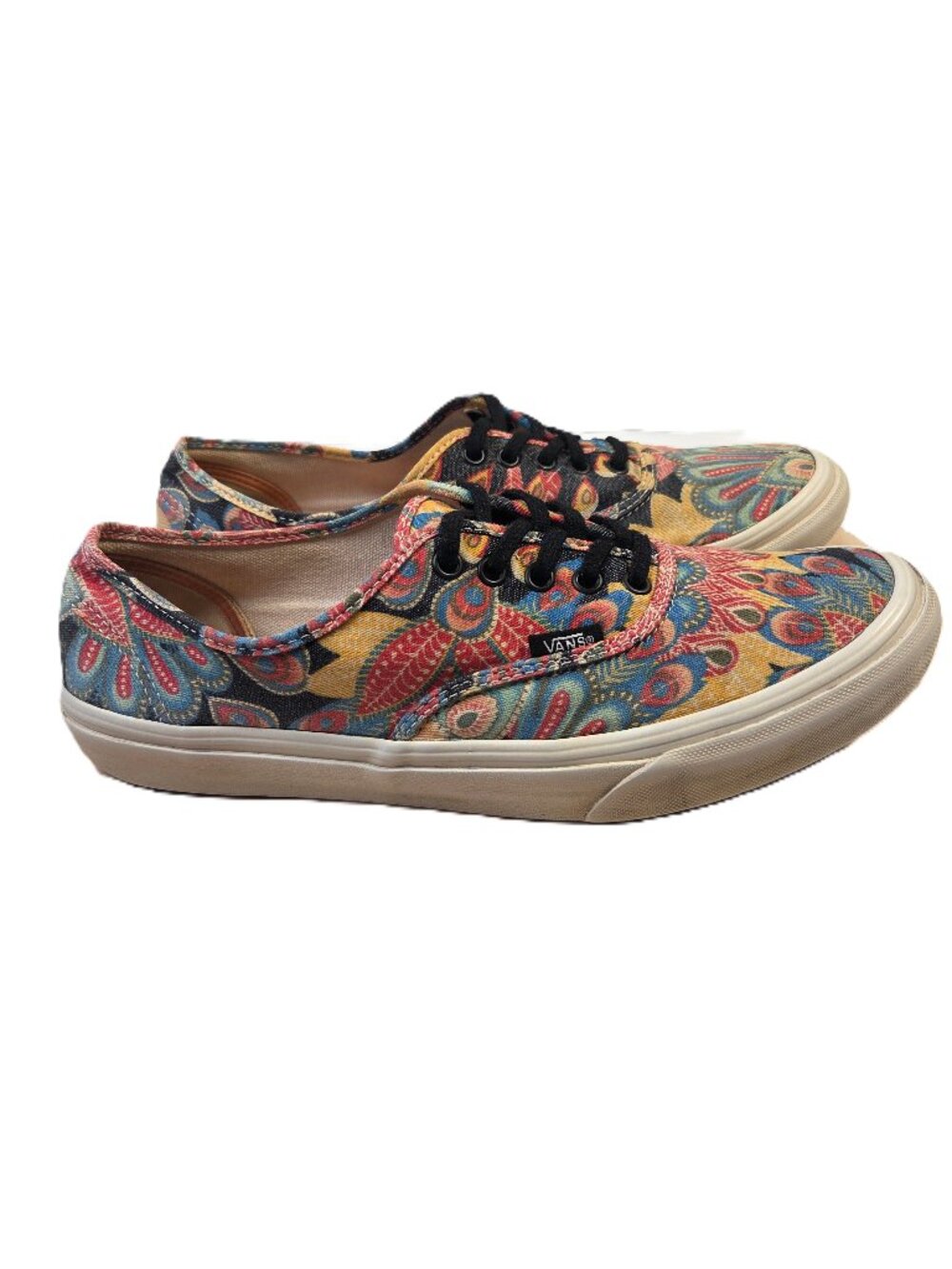 Vans Colorful Peacock Print Skateboard Shoes Sneakers US Women 10 / Men 8.5